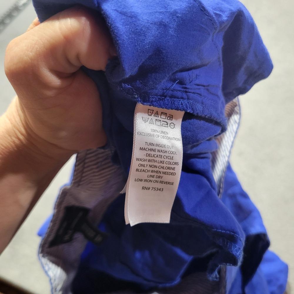 Jones New York Shorts Womens 10 Blue 100% Linen Bermuda Drawstring Summer JNY - Picture 6 of 8